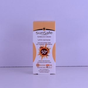 کرم ضد آفتاب فاقد جاذب‌های شیمیایی بژ طبیعی SPF50 سان سیف
